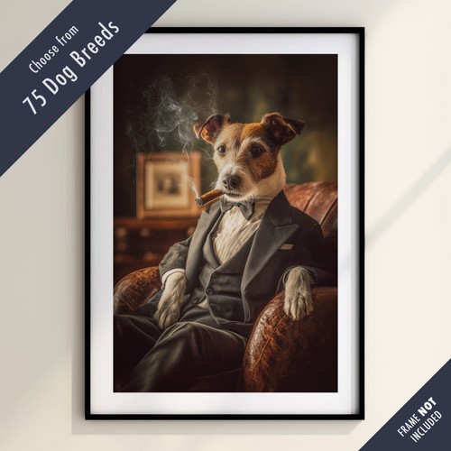 Funny dog smoking cigar print - dog,
