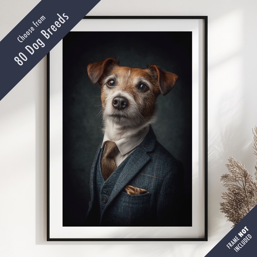Smartly dressed dog - dressed, portrait