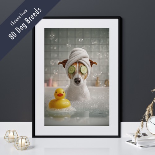 Funny dog bath print - in,