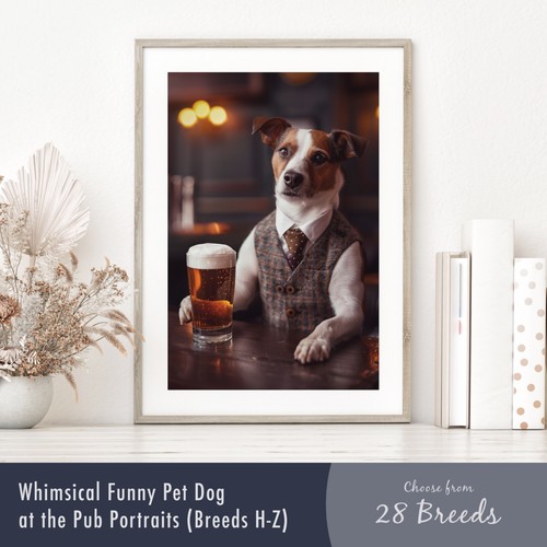 Smartly dressed dog - dressed, pub