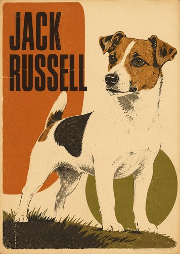 Jack russell print vintage - a4,